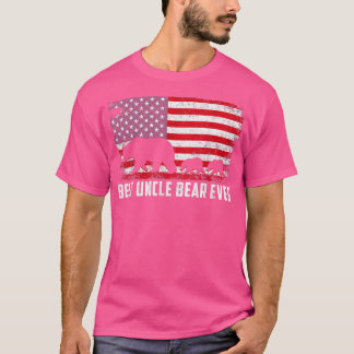 The Best Oncle Bear Ever USA American Flag Father' T-Shirt
