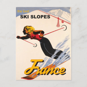 The Best Ski Slopes in France, Vintage Postkarte