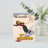 The Best Ski Slopes in France, Vintage Postkarte (Stehend Vorderseite)