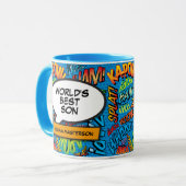 The Best Son Fun Retro Comic Pop Kunst, Dichtung u Tasse (Vorderseite Links)