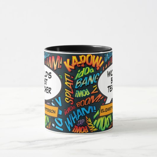 The Best Teacher Fun Retro Comic Book Modern Tasse (Zentrum)