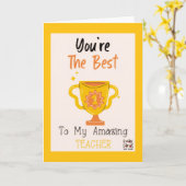 The Best Teacher Trophy Card Karte (Gelbe Blume)