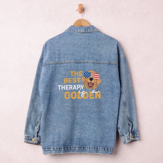 The Best Therapy Is a Golden Retriever – Patriotic Jeansjacke (Hangar)