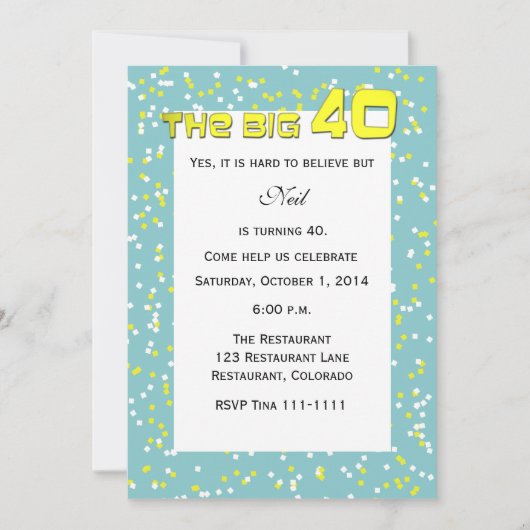 "THE BIG 40" 40. Geburtstag Einladung (Vorderseite)