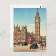 The Big Ben Clock Tower Japanese Woodblock Print