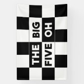 The Big Five Oh Black White Checkered Birthday Banner (Vertikal)