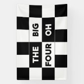 The Big Four Oh Black White Checkered Birthday Banner (Vertikal)