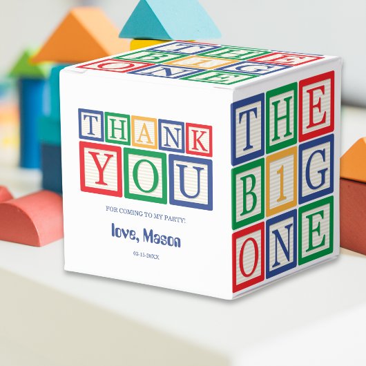 The Big One 1st Birthday Favor Box ABC Blocks Geschenkschachtel