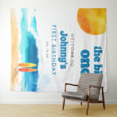 The Big One 1st Birthday Surf Beach Photo Backdrop Wandteppich (Beispiel (Horizontal))