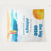 The Big One 1st Birthday Surf Beach Photo Backdrop Wandteppich (Vorderseite (Horizontal))