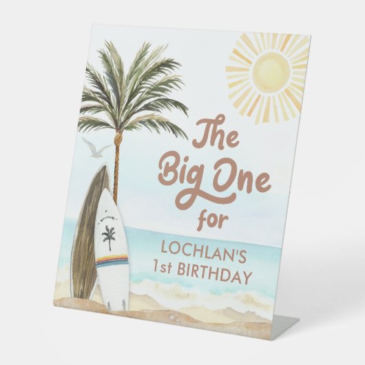 The Big One Beach First Birthday Sign Sockelschild (Vorderseite)