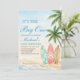 The Big One Beach Surf 1. Geburtstag Einladung