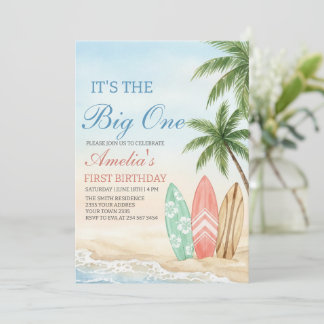 The Big One Beach Surf 1. Geburtstag Einladung