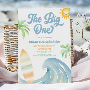 The Big One Beach Surf Blue 1. Geburtstagsfeier Einladung