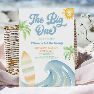 The Big One Beach Surf Blue 1. Geburtstagsfeier Einladung