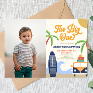 The Big One Beach Surf Blue 1. Geburtstagsfeier Einladung