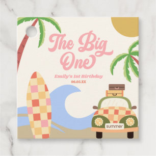The Big One Beach Surf Pink 1. Geburtstagsfeier Geschenkanhänger