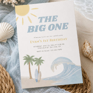 The Big One Beach Surf Sommer Wasserfarbe Küste  Einladung