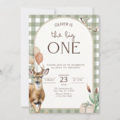 The Big One Deer Birthday Invitation Boys First  Einladung (Vorderseite)