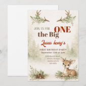 The Big ONE Deer First Hunting 1st Birthday  Einladung (Vorne/Hinten)