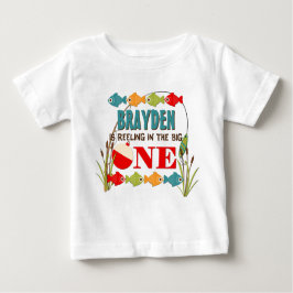 The Big One Fishing Theme Boys First Birthday Baby T-shirt