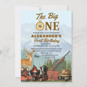 The Big One Hunting Camping 1st Birthday Einladung (Vorderseite)