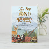 The Big One Hunting Camping 1st Birthday Einladung (Stehend Vorderseite)