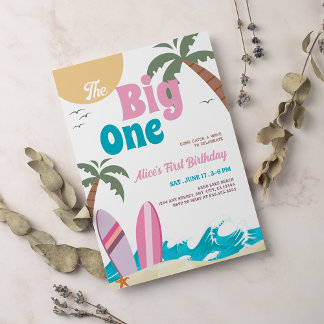 The Big One Modern Surf 1st Birthday Party Einladung