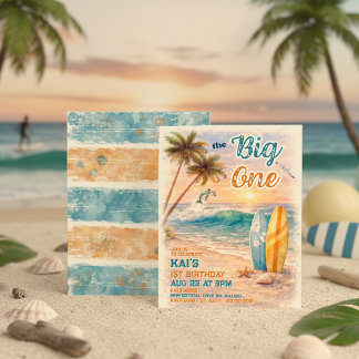 The Big One Retro Surf Beach Birthday  Einladung