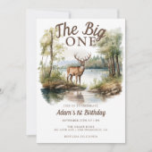 The Big One | Rustic Birthday Birthday Einladung (Vorderseite)