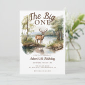 The Big One | Rustic Birthday Birthday Einladung (Stehend Vorderseite)