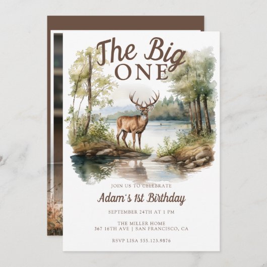 The Big One | Rustic Birthday Birthday Einladung (Vorne/Hinten)