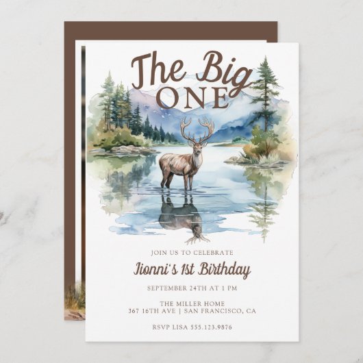The Big One | Rustic Birthday Birthday Einladung (Vorne/Hinten)