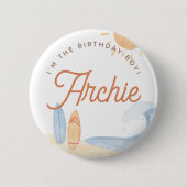 The Big One Surf 1. Geburtstag Junge Button (Vorderseite)