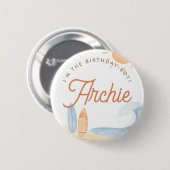 The Big One Surf 1. Geburtstag Junge Button (Vorne & Hinten)