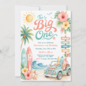 The Big One Surf Beach 1. Geburtstag Einladung (Vorderseite)