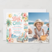 The Big One Surf Beach 1. Geburtstag Einladung (Vorderseite)