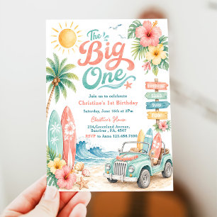 The Big One Surf Beach 1. Geburtstag Einladung