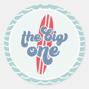 The Big One Surf Beach 1. Geburtstag Runder Aufkleber