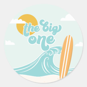 The Big One Surf Beach 1. Geburtstag Runder Aufkleber
