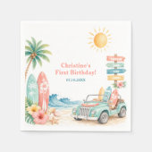 The Big One Surf Beach 1. Geburtstag Serviette (Vorderseite)