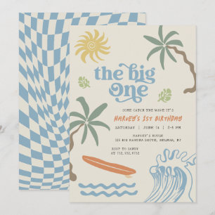 The Big One Surf Retro Kleiner Typ Erster Geburtst Einladung