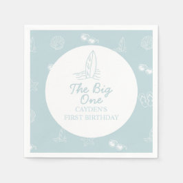 The Big One Surfbrett Strand Doodle Erster Geburts Serviette
