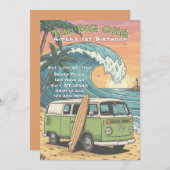 The Big One, Surfing Wave 1st Birthday Einladung (Vorne/Hinten)