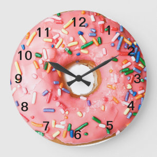 THE BIG PINK DONUT FUN WALL CLOCK GROßE WANDUHR