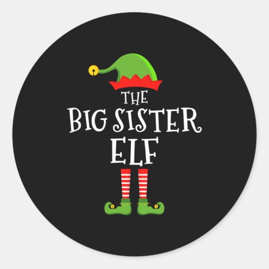 The Big Sister Elf Funny Christmas Matching Family Runder Aufkleber (Vorderseite)