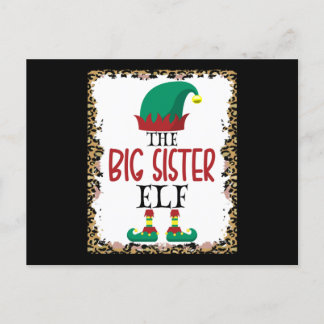 The Big Sister Elf Leopard Elf Christmas Gift Postkarte