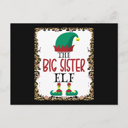 The Big Sister Elf Leopard Elf Christmas Gift Postkarte (Vorderseite)
