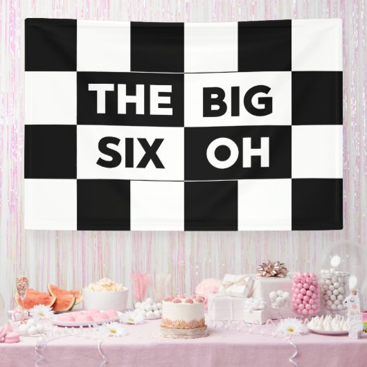 The Big Six Oh Black White Checkered 60th Birthday Banner (Party)
