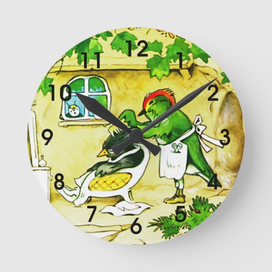 The Bird Barber Runde Wanduhr (Vorderseite)